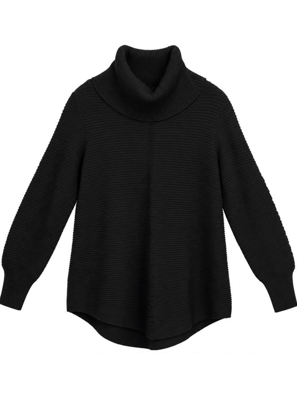 CYRUS Black Cowl Neck Sweater Ribbed Knit Oversized Pullover Turtleneck